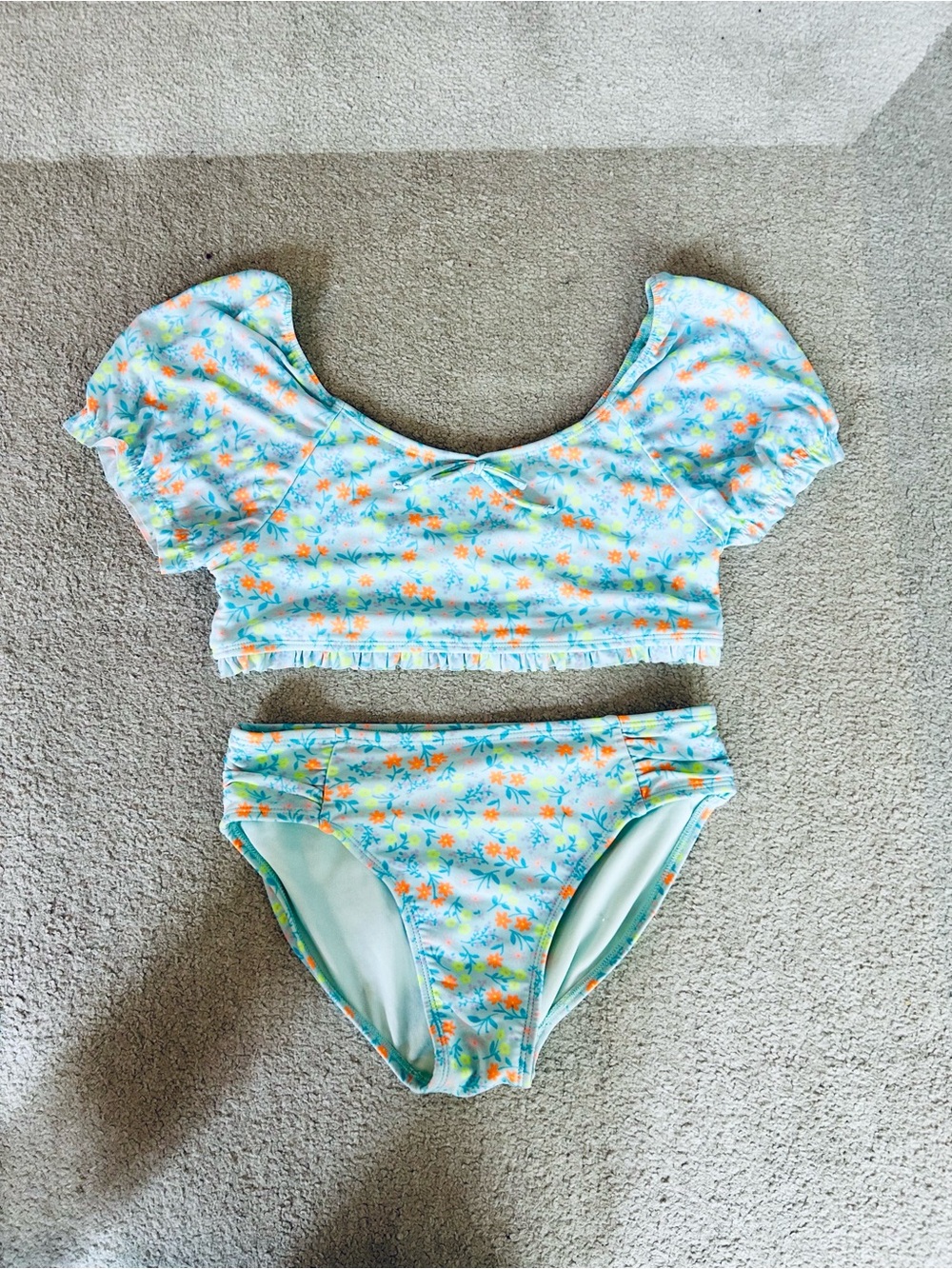 Cat & Jack Light Blue Floral Two-Piece Ruffle Swim Set